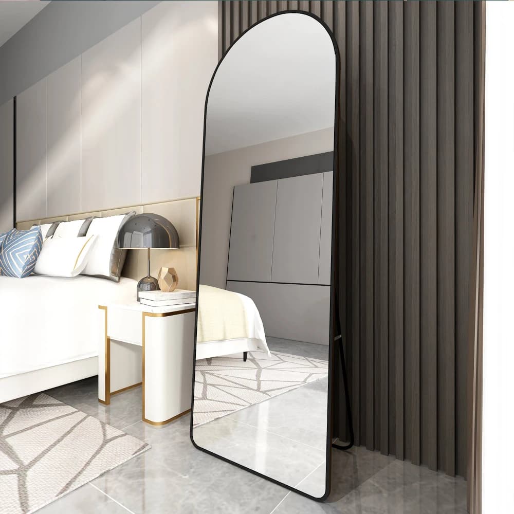 Specchio da Bagno Rotondo con Cornice in Metallo Nero 24 Pollici, Specchio da Parete per Bagno e Casa