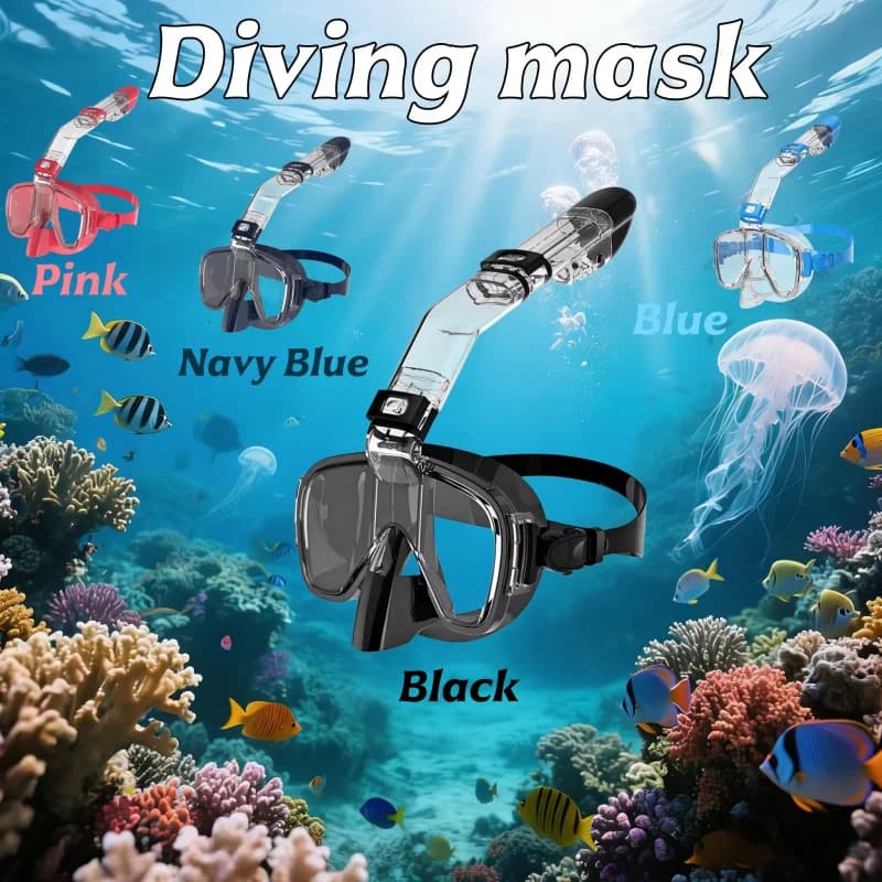 Semi-mask diving mask for children and adults, snorkeling and diving sets, anti-fog respirator for safe breathing.