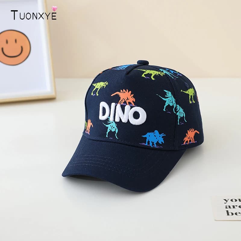 TUONXYE Cappello da baseball per bambini con ricamo di dinosauri, per ragazzi e ragazze, cappello da baseball regolabile per bambini, cappello da sole in cotone da 3 a 8 anni