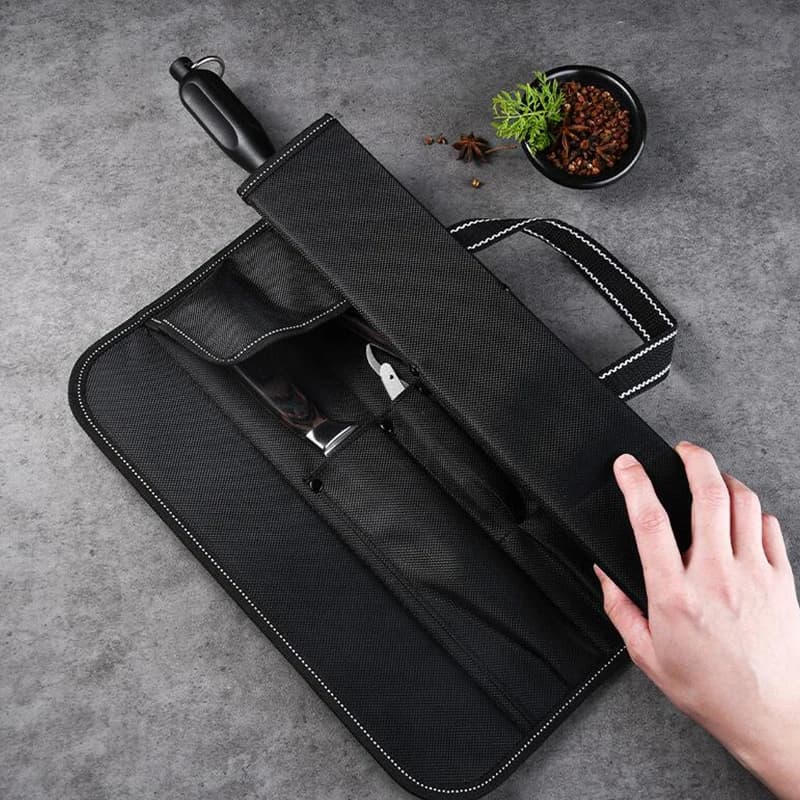 Borsa Porta Coltelli Multi-Tasca in Tessuto Oxford per Chef Professionisti, Utensili da Cucina, Campeggio e Cucina all'Aperto