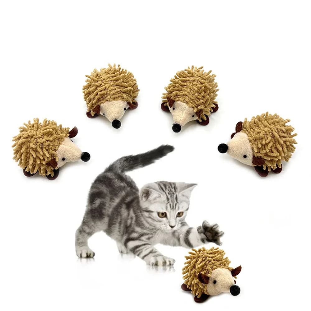 Giocattoli per gatti di peluche Giocattolo per esercizi da masticare per gatti Giocattolo per gatti di peluche a forma di riccio Giocattolo per calci di gatto per la pulizia dei denti e giocattoli per gatti al coperto