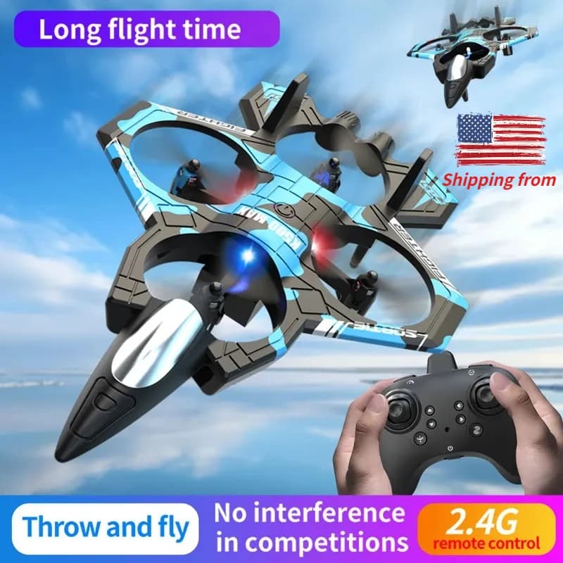 K500MAX Aereo RC da Acrobazie 2.4G, Elicottero Aliante in Schiuma con Luci, Giocattolo Drone per Hobby
