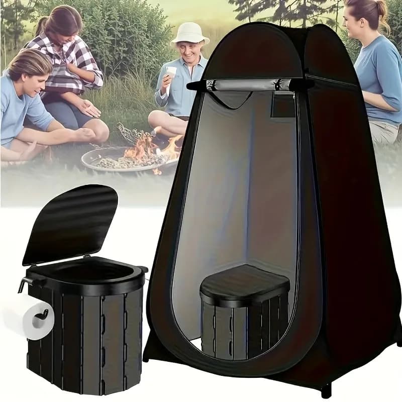 2 pezzi/1 set tenda da doccia per esterni e toilette da campeggio portatile con tenda da doccia con supporto e tenda fasciante pieghevole per riparo da pesca caldo
