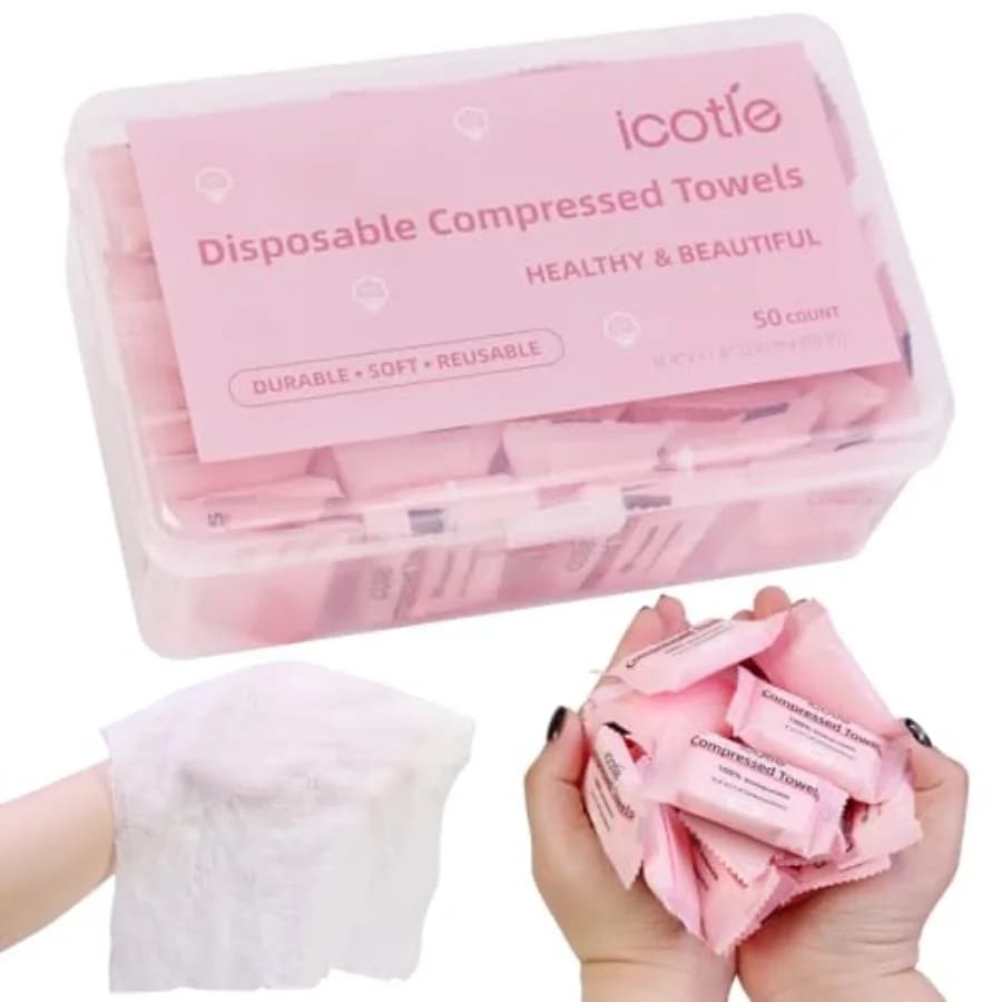 50 Pcs Compressed Towels Disposable Cotton Coin Tissue Pack, Portable Face Cloths, Soft Thick Expandable Wash Towels for Travel