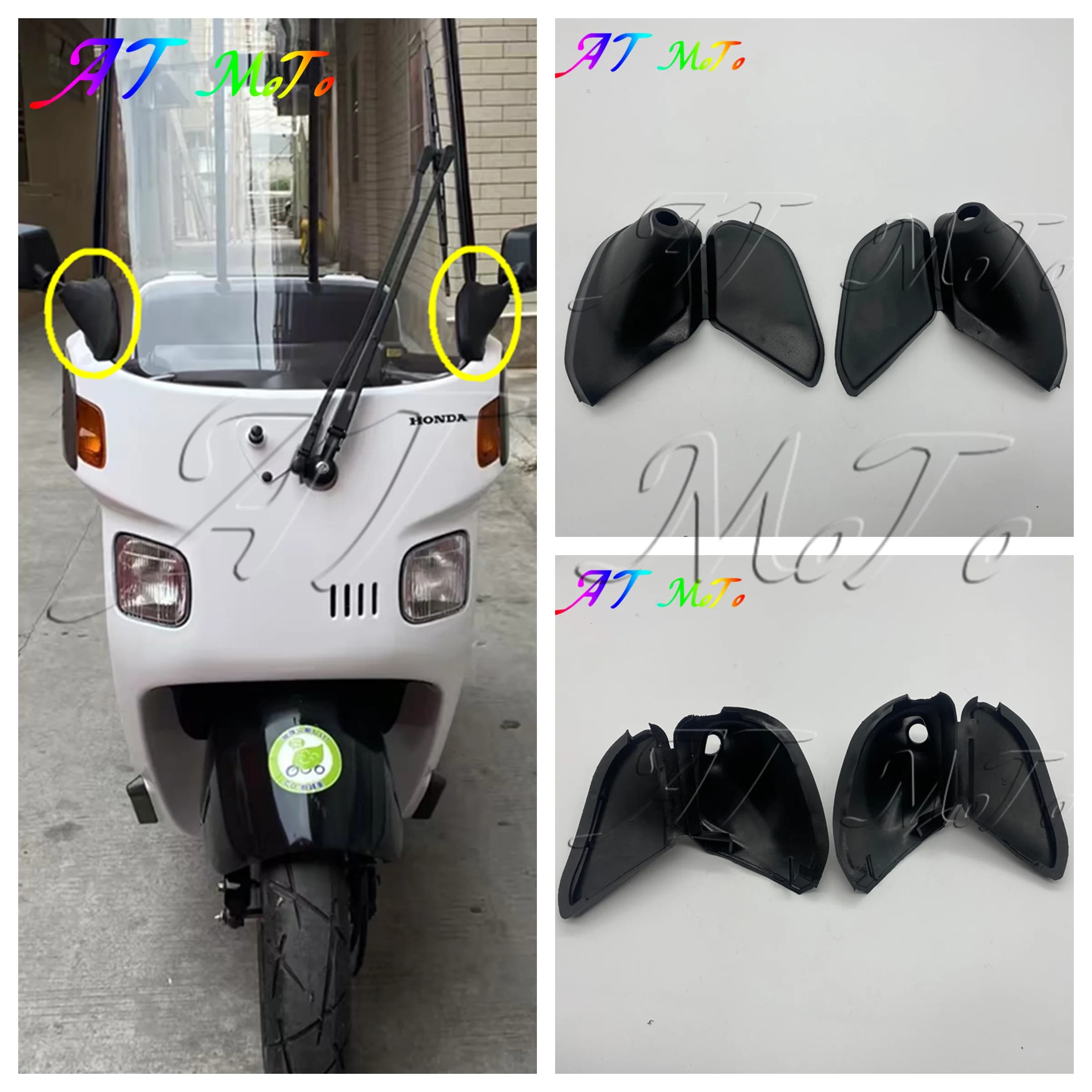Adatto per tettoia giroscopico per moto a tre ruote Honda TD03 TA09 copertura protettiva in gomma nera per specchietto retrovisore riflettente