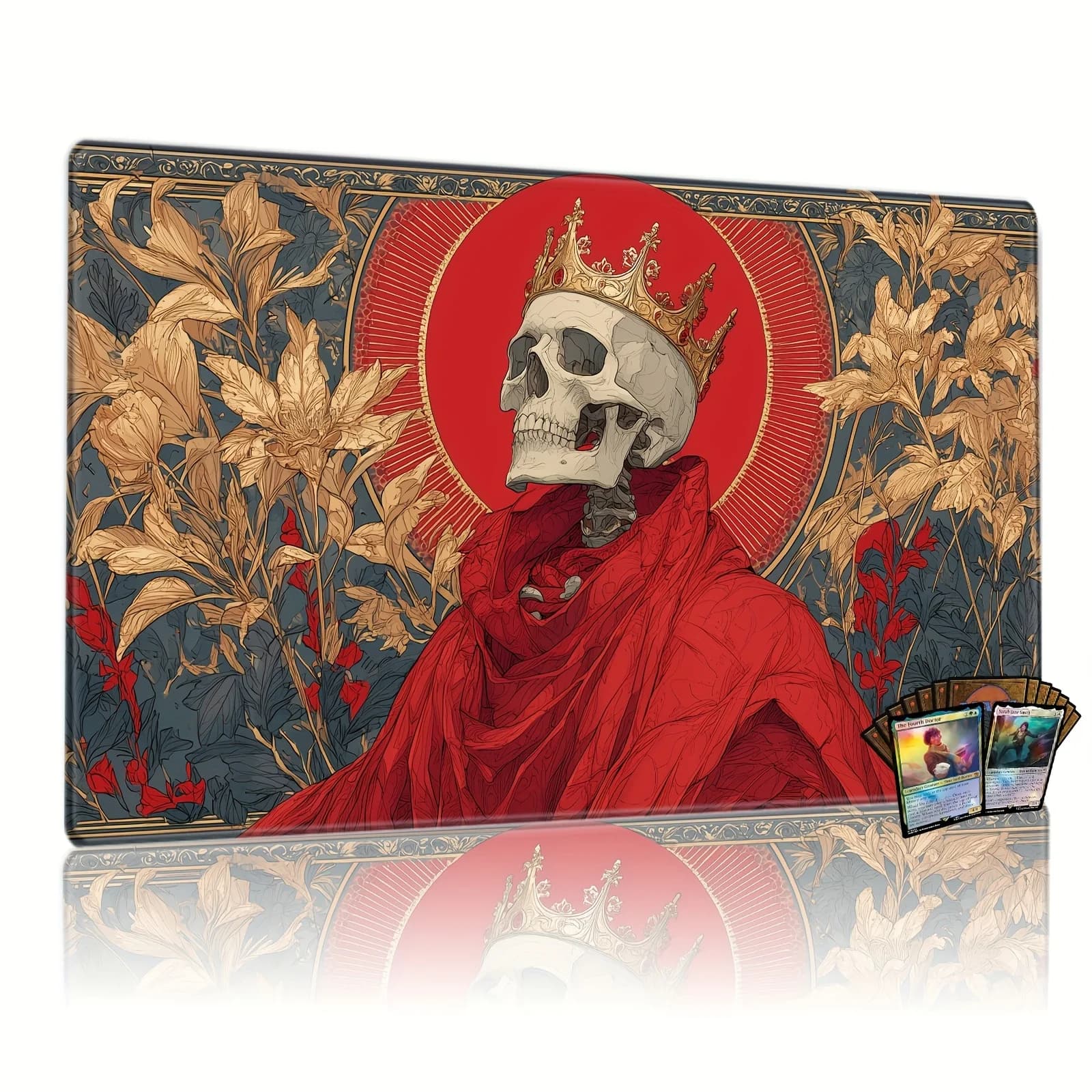 Magnifico scheletro Horror Art Magic Party Tappetino da gioco in gomma resistente per giochi MTG e TCG Tappetino per mouse Tappetini da scrivania Design amichevole
