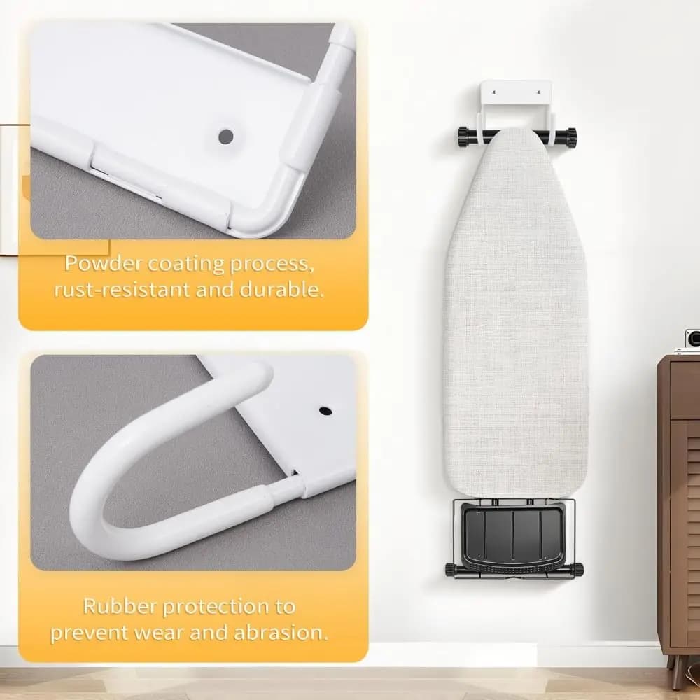Dual Hooks Ironing Board Hanger Space Saving Universal Iron Board Wall Mount Easy Install Iron Board Holder Laundry Room Storage