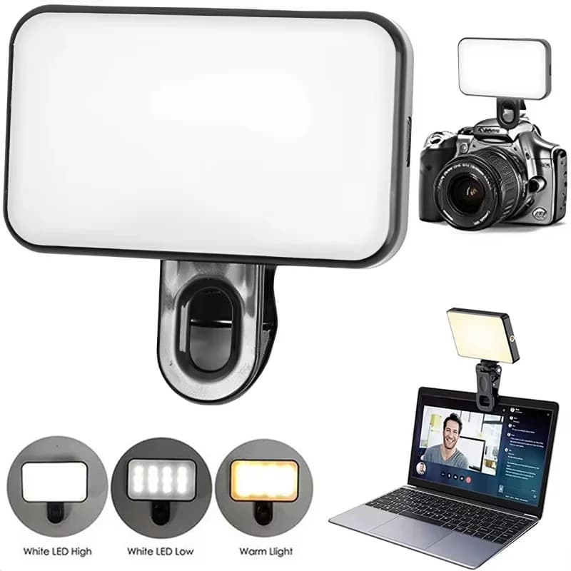 FLASH SALE LED Selfie Fill Light 3 Modes Adjustable Brightness Rechargeable Clip On For Mobile Phone Laptops Live Video Light