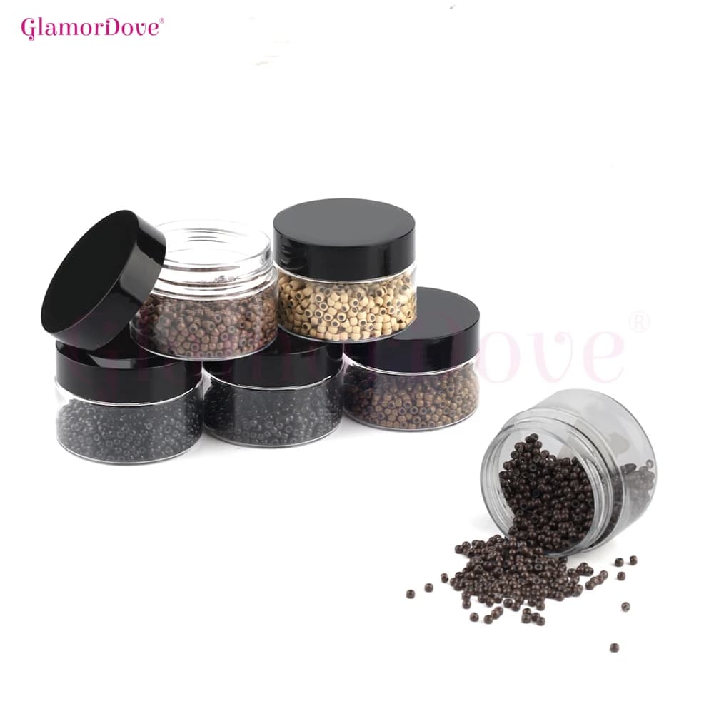 GlamorDove Copper Nano Rings 1000pcs – Silicone Lined Micro Beads for I-Tip Hair Extensions