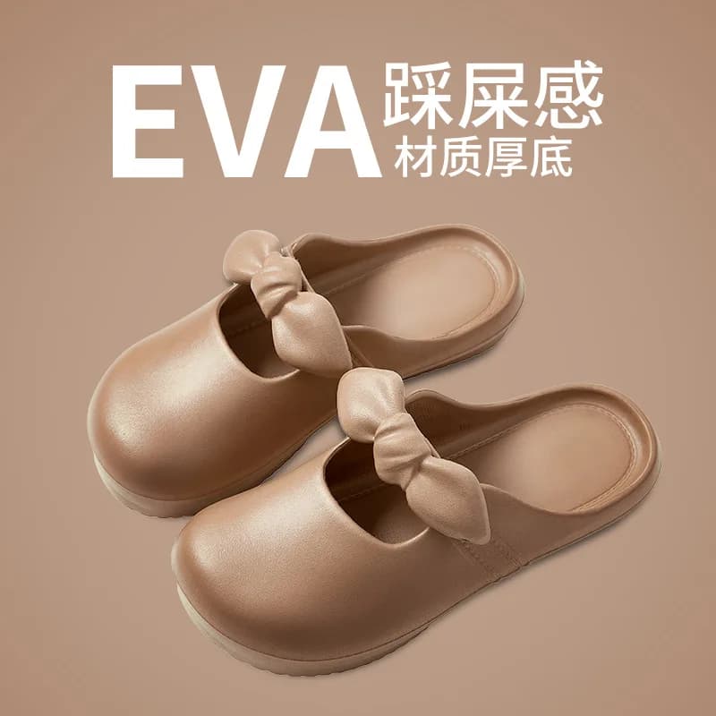 2026 Women's Flat Sandals Spring Summer New Style Slip-On Soft Bottom Head Cover Shoes Knot Sweet Style Daily Wear PVC