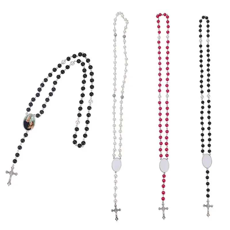 Moda sublimazione rosario vuoto braccialetto collana pendente perline di preghiera gioielli donna uomo per regalo di stampa logo personalizzato