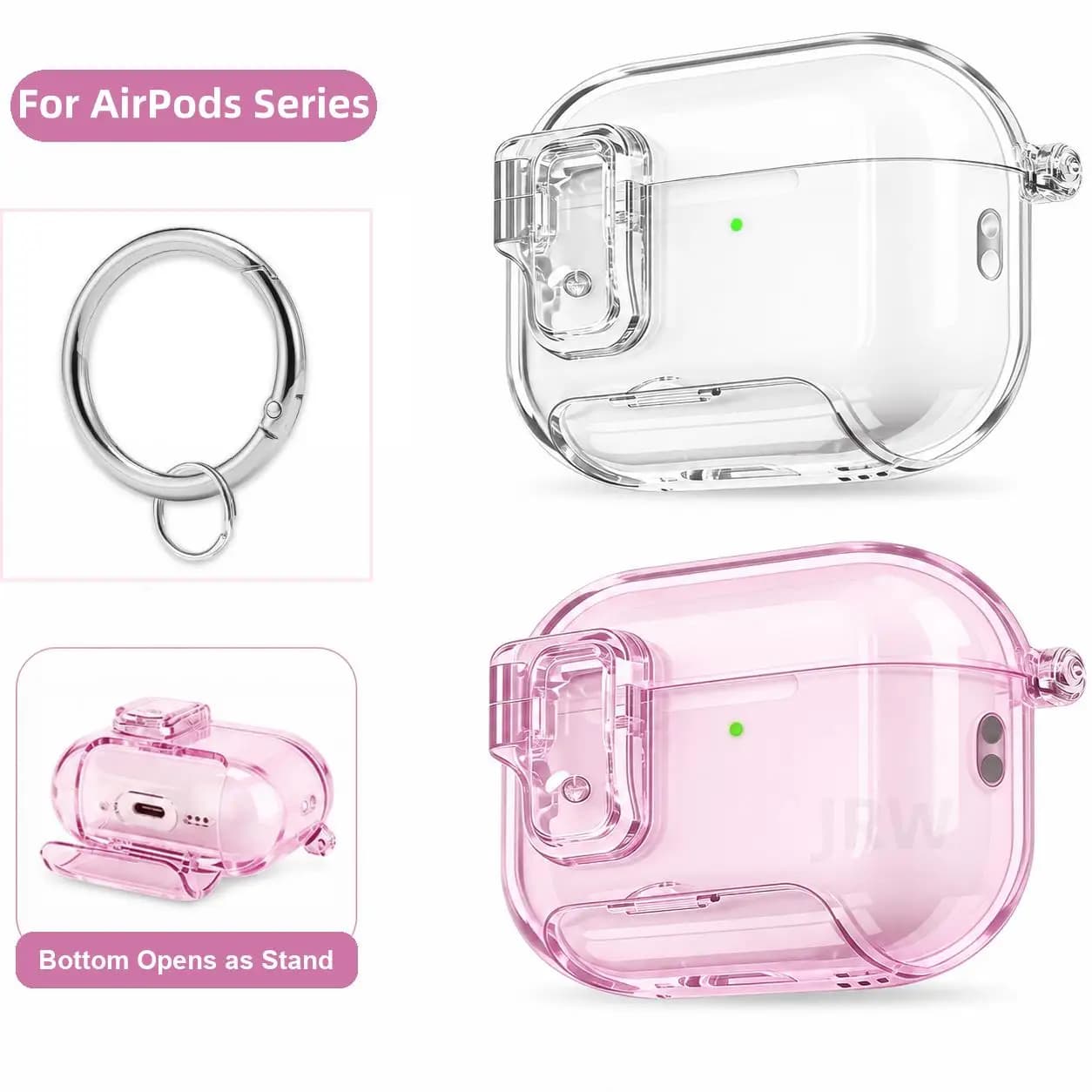 New for AirPods Pro 3/Pro 2/4 with Keychain [Auto Pop-Up Lid ] Soft TPU Clear Cover Phone Bracket Design for AirPods 4/Pro 3/Pro