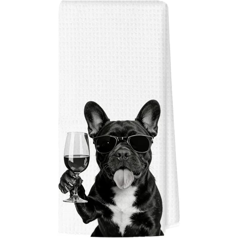 1 pezzo di asciugamano da cucina stampato con bulldog francese, morbido e assorbente, perfetto per cucina, bar, casa, regalo per gli amanti degli animali domestici