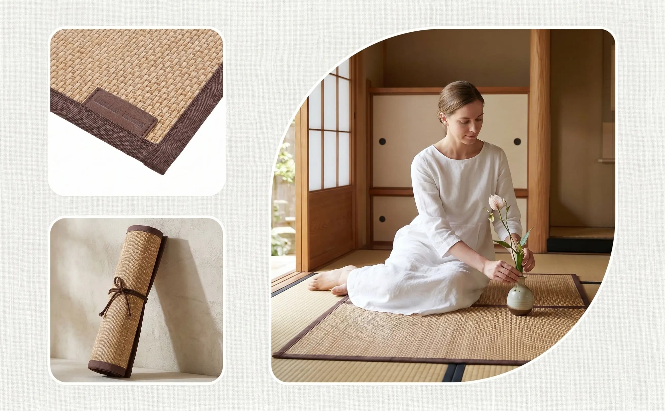 Bamboo Tatami Seat Cushion Cooling Floor Mat 60x40cm Meditation Yoga Sitting Pad Home Bedroom Living Room Balcony