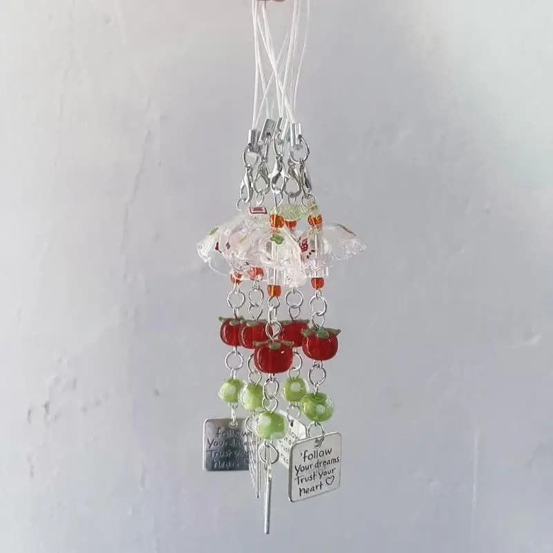 Y2K Ciondolo per borsa con perline Portachiavi con carillon di vento Ciondolo Kawaii Accessori per ornamenti per borse per ragazze e donne