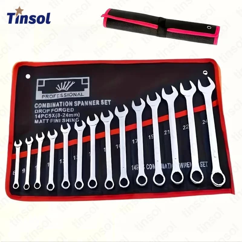TINSOL Organizzatore Portautensili Arrotolabile a 14 Tasche, Borsa Portautensili Multiuso Resistente con Maniglia Portatile per Riparazioni in Garage e Officina