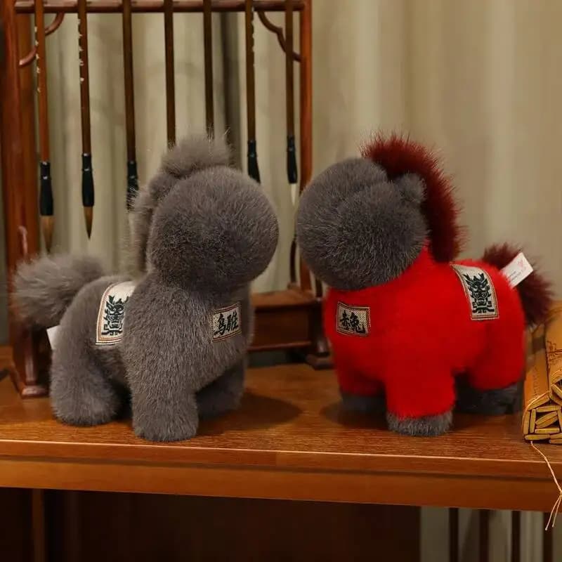 Happy New Year Mascot Horse Doll 25/35cm Warhorse Plushies Toy Brave Spirit Pony Plush Doll Chinatown Trend Style Doll Kid Gift
