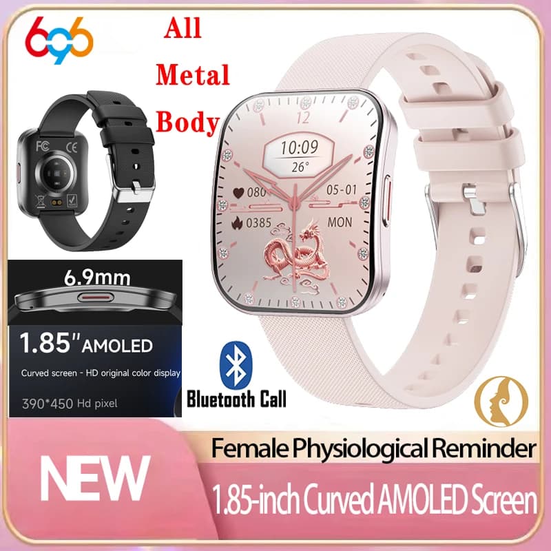 Amoled Ultra-sottile Curvo Tutto in Metallo Corpo Smartwatch Donna Blue Tooth Call Smart Watch Sport Sonno 24 ore Frequenza Cardiaca Monitor di Salute