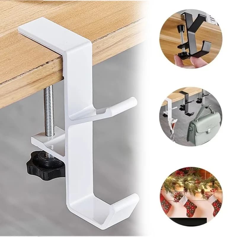 Adjustable Desk Headphone Hook Edge Hook Punch-Free Gaming Headset Desk Edge Hook Backpack Storage Hanging Hook Home Office Bag