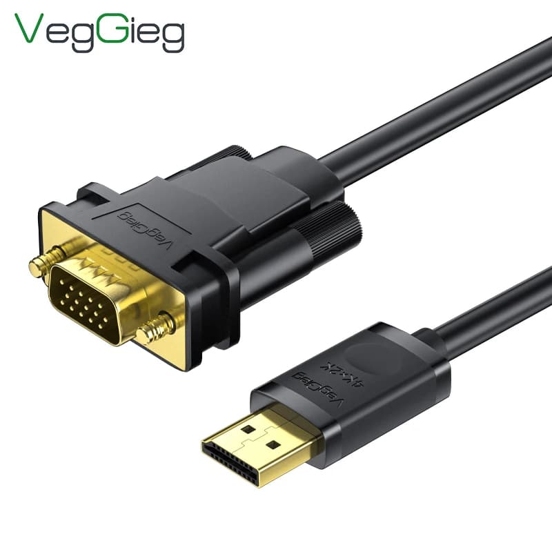Cavo Convertitore DisplayPort a VGA VegGieg 1080P@60Hz, da DP a VGA Maschio-Maschio per Monitor PC e Proiettore