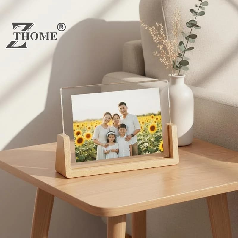 Walnut/Beech Creative Photo Frame Acrylic U Shape Transparent Frame Desktop Wood Wedding Pictures Frame Decor
