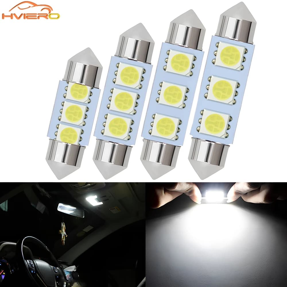 1/2/4/10 Pezzi Luci LED C5w C10w per Targa Auto, Luci a Cupola, Luci per Porte, Lampade per Interni Auto, Bagagliaio, Lettura, Soffitto 5050 31/36/39/41mm