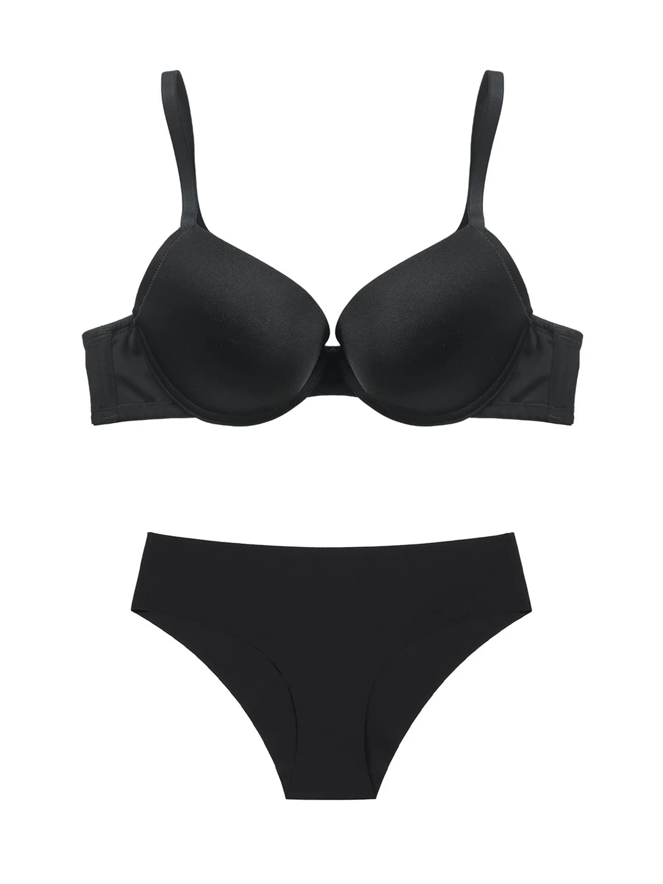 Set di reggiseno e slip da tutti i giorni, 2 pezzi, reggiseno push-up senza cuciture, tanga, lingerie comoda taglie forti per donna