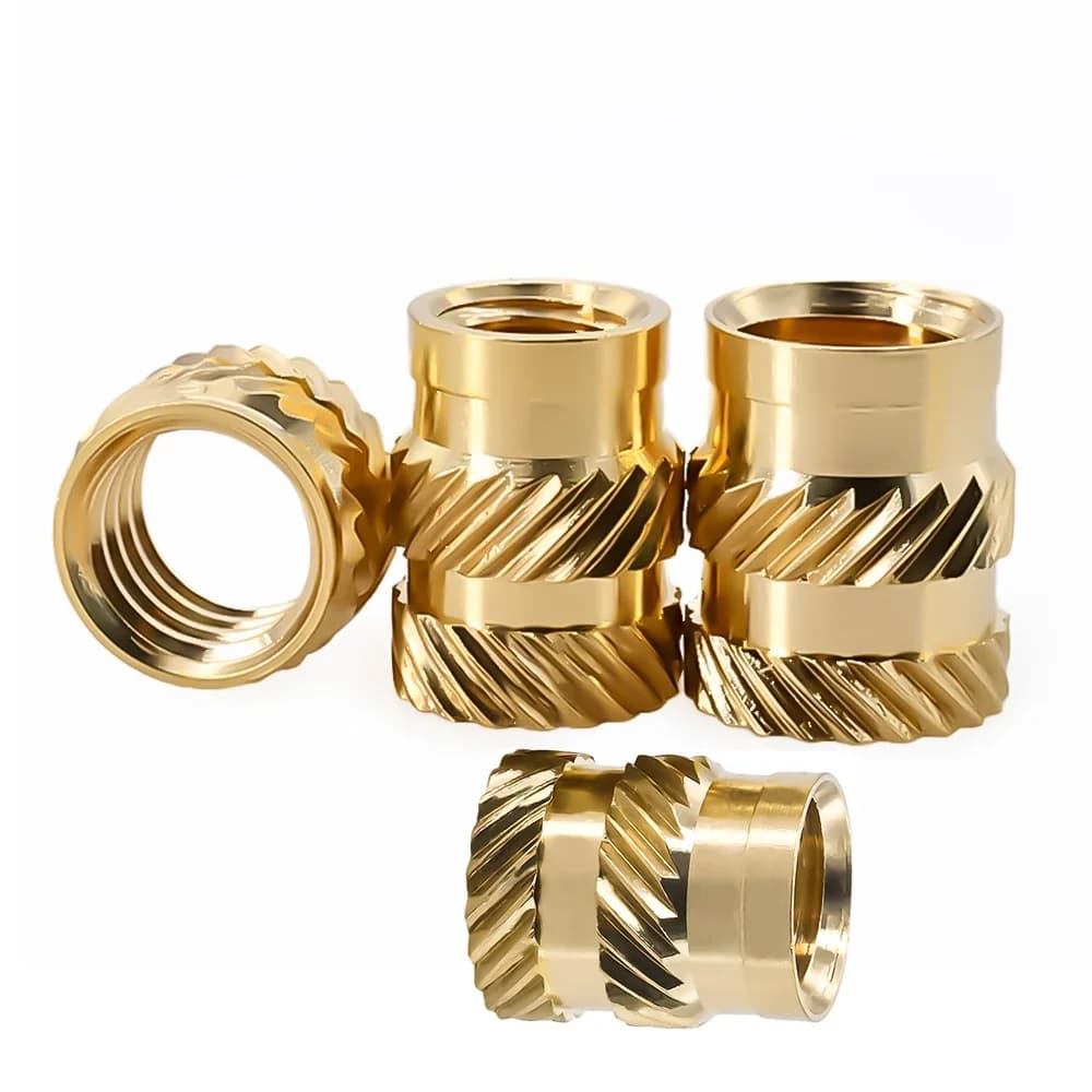 Inserti filettati in ottone da 1/4-20 UNC, a doppia torsione, zigrinati, per stampa 3D
