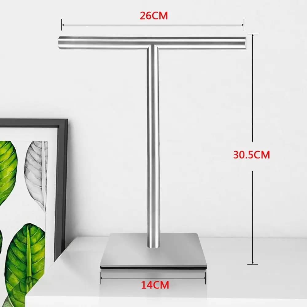 Stainless Steel Bath Towel Stand Modern Style T-Shape Bathroom Towel Hanger Creativity Free-Standing Hand Towel Holder Kitchen
