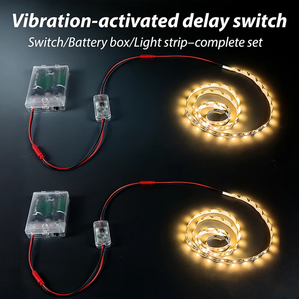 5V Warm white LED Vibration Sensor Switch Spotlight/Light Strip Kit with Battery Box forDIY handmade ambiance light