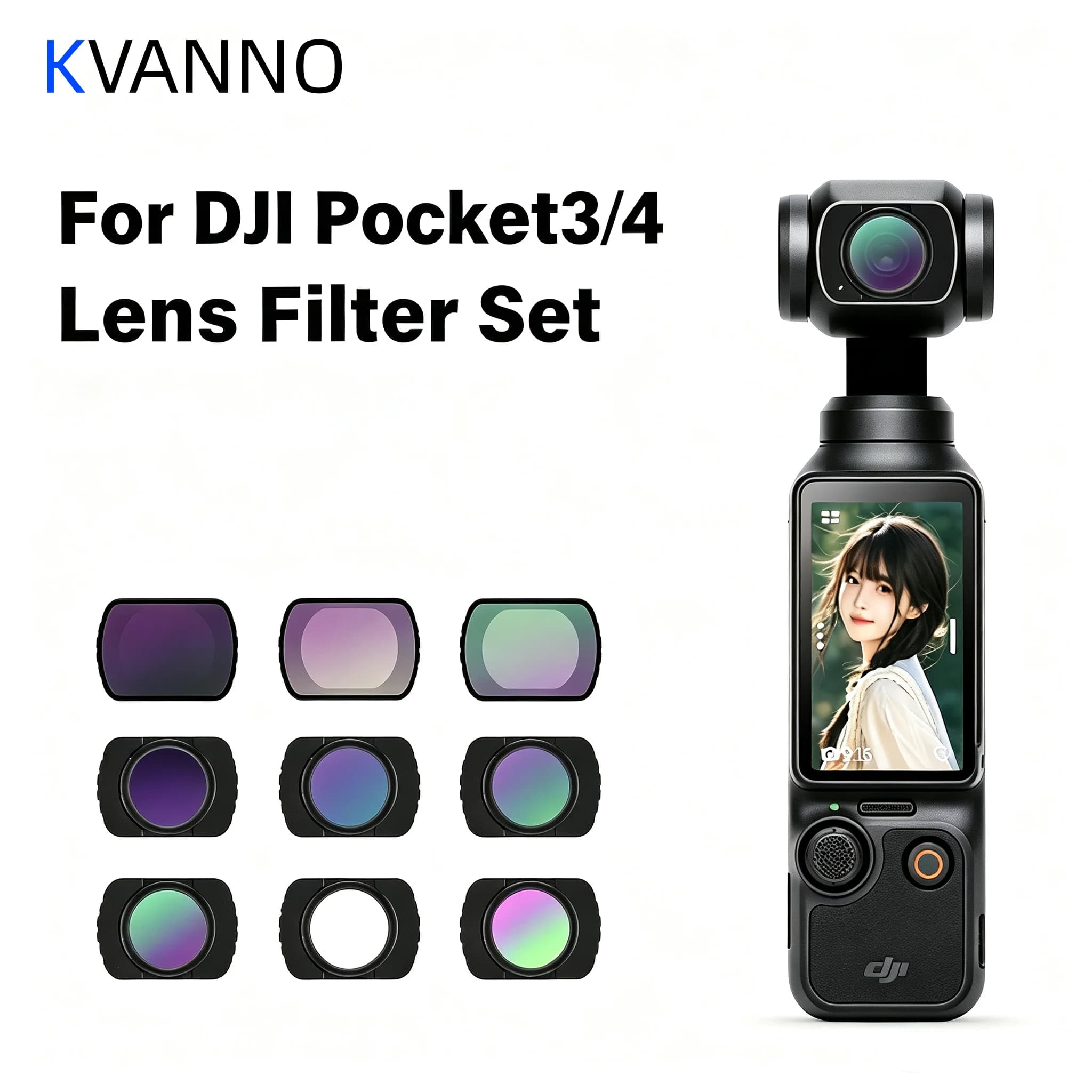 KVANNO Filter For DJI OSMO Pocket 3/4 Lens Filter set UV CPL ND8 ND16 ND32 Filter Pocket camera Accessories Magnetic Filter Set