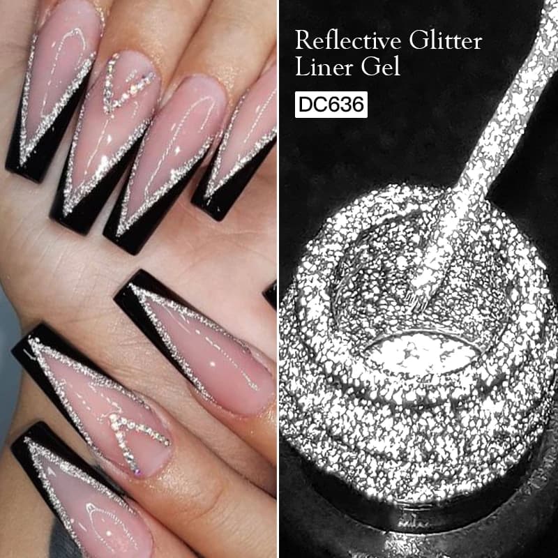 Set di Smalti Gel per Unghie Riflettenti Oro e Argento 5ml, Colore Rosa Brillante e Scintillante, Gel Semipermanente per Nail Art Francese