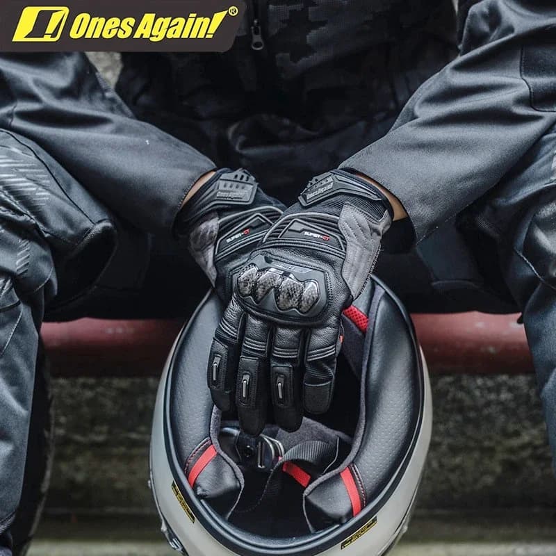 Ones Again! Winter Warm Goatskin Leather Motorcycle Gloves High Quality Men Women Touchscreen Windproof Motorcycle Riding Gloves