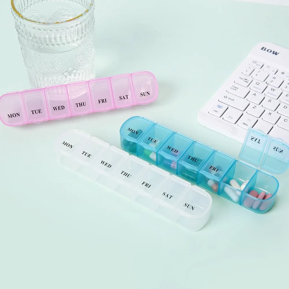 New Mini Premium Portable Travel Laptop with 7 Parties for 7 Days, Organizing Container for Vitamins, Medicines, Fish Oils