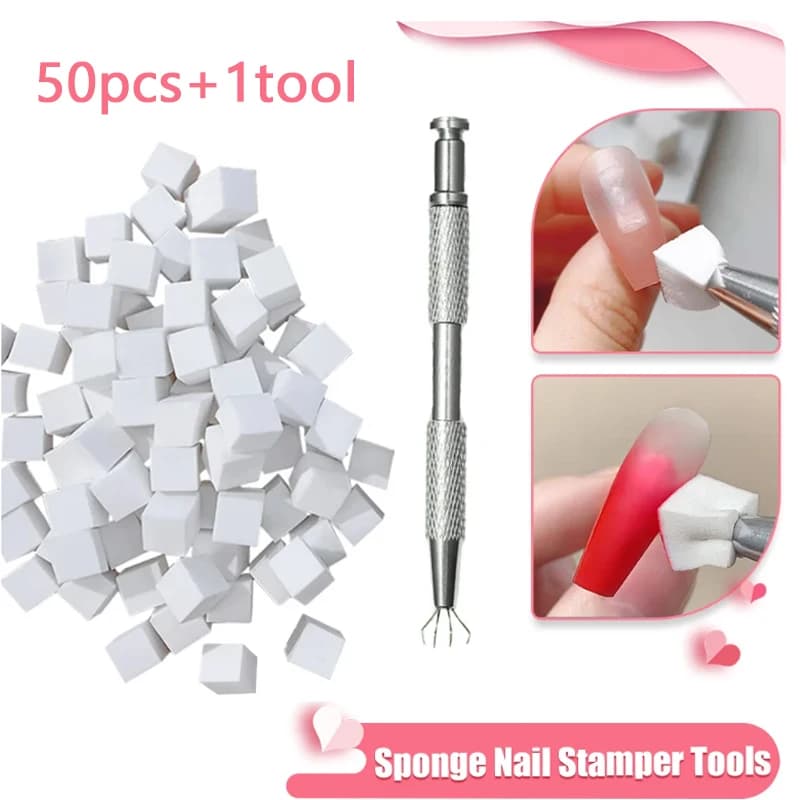 50p Spugna Gradiente Unghie Artistiche Stamper Strumenti Gel Smalto Sfumatura di Colore Pennello Gloss Polvere Punteggiata Penna per Strumenti Manicure
