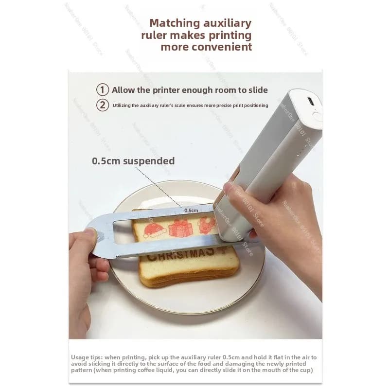 Food Printer Portable for Milk Art, Make-To-Te Motive Creator for Yogurt, Bread and Cookie, Gourmet Decoration