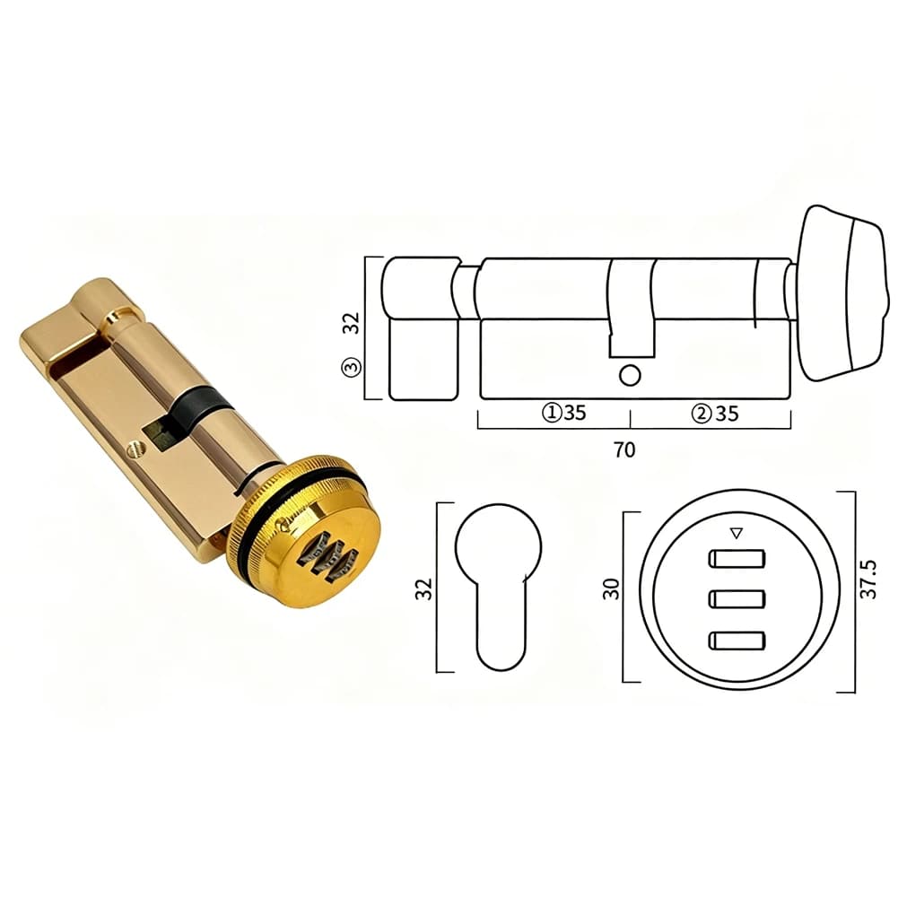 Cilindro Serratura a Leva Senza Chiave 70mm per Porte in Legno con Tecnologia a Combinazione Meccanica per un Controllo Sicuro delle Stanze