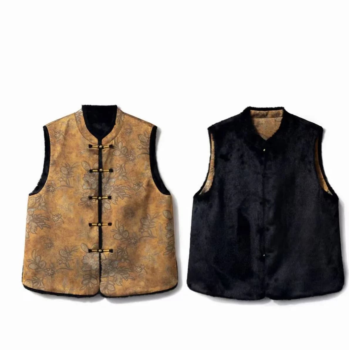 Double-Sided Double Wear 2025 Winter New Jacquard Stitching Furry Vintage Waistcoat Vest Jacket