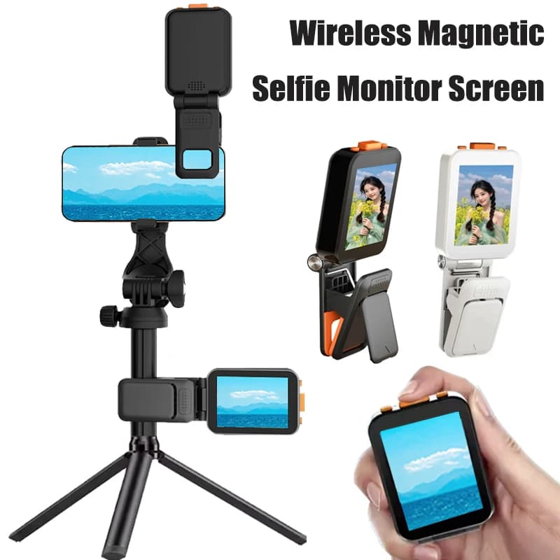 Schermo magnetico per selfie con morsetto per smartphone Fotocamera posteriore Selfie Vlog Registrazione video in streaming live per iPhone Android