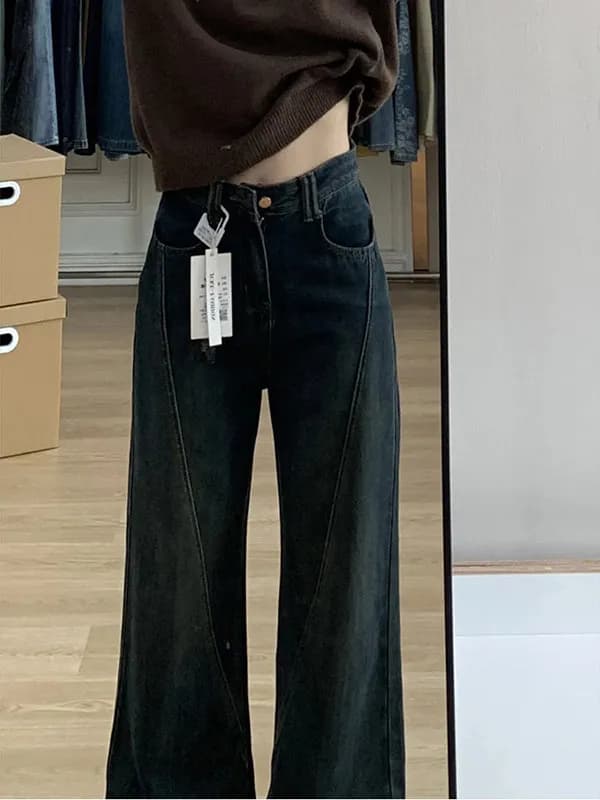 Slim Fit High Waist Wide Leg Jeans Women's Summer New Straight Cut Loose Cotton Stretch Denim Pants Versatile Straight Tube T...