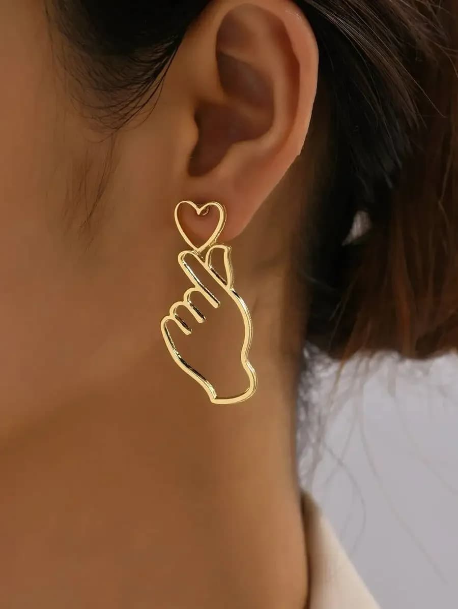 Heart Gesture Drop Earrings For Women Fashion Statement Jewelry