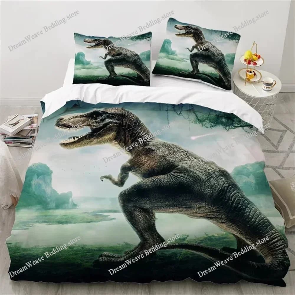 Set Copripiumino Dinosauro 3D in Fibra Ultrafine con Federe, Misura King, Twin, Queen, Double - Set Biancheria da Letto in Poliestere alla Moda 963