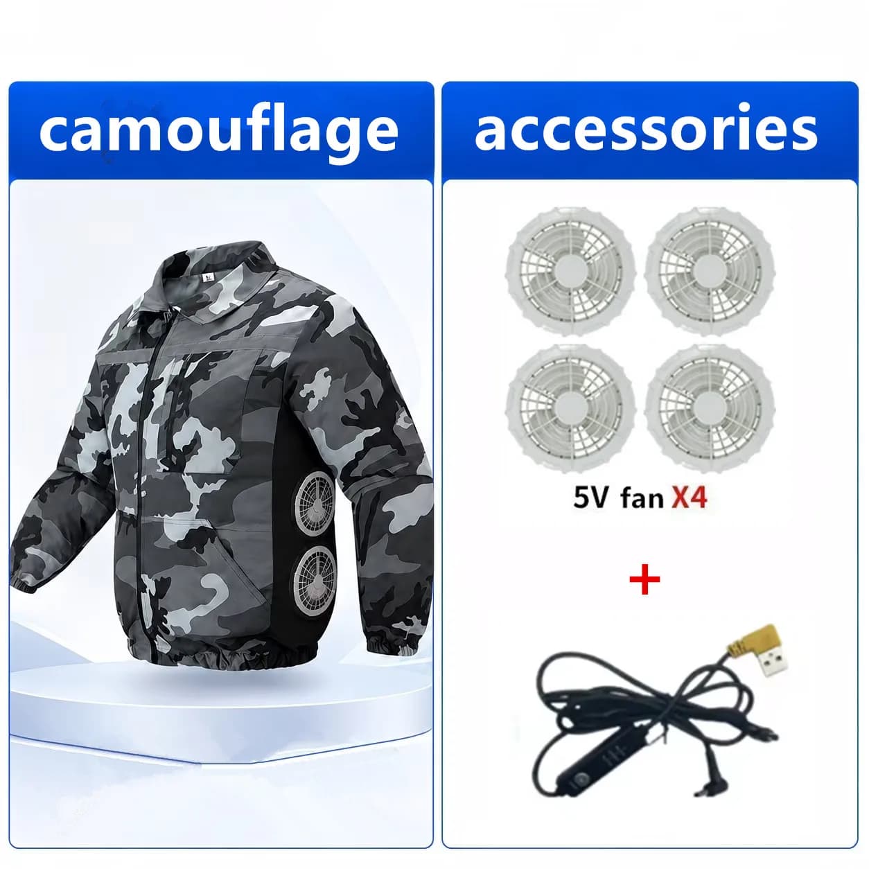 New Men's Outdoor Summer Side Belt 4-Fan Heatstroke Prevention and Cooling Air Conditioning Clothing (Excluding Power Bank)