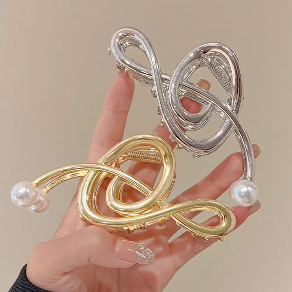 Artiglio per capelli Forma di nota musicale Fermaglio per capelli con perla finta Testa posteriore Doccia Artiglio per capelli Nota musicale decorativa Accessorio per capelli Copricapo