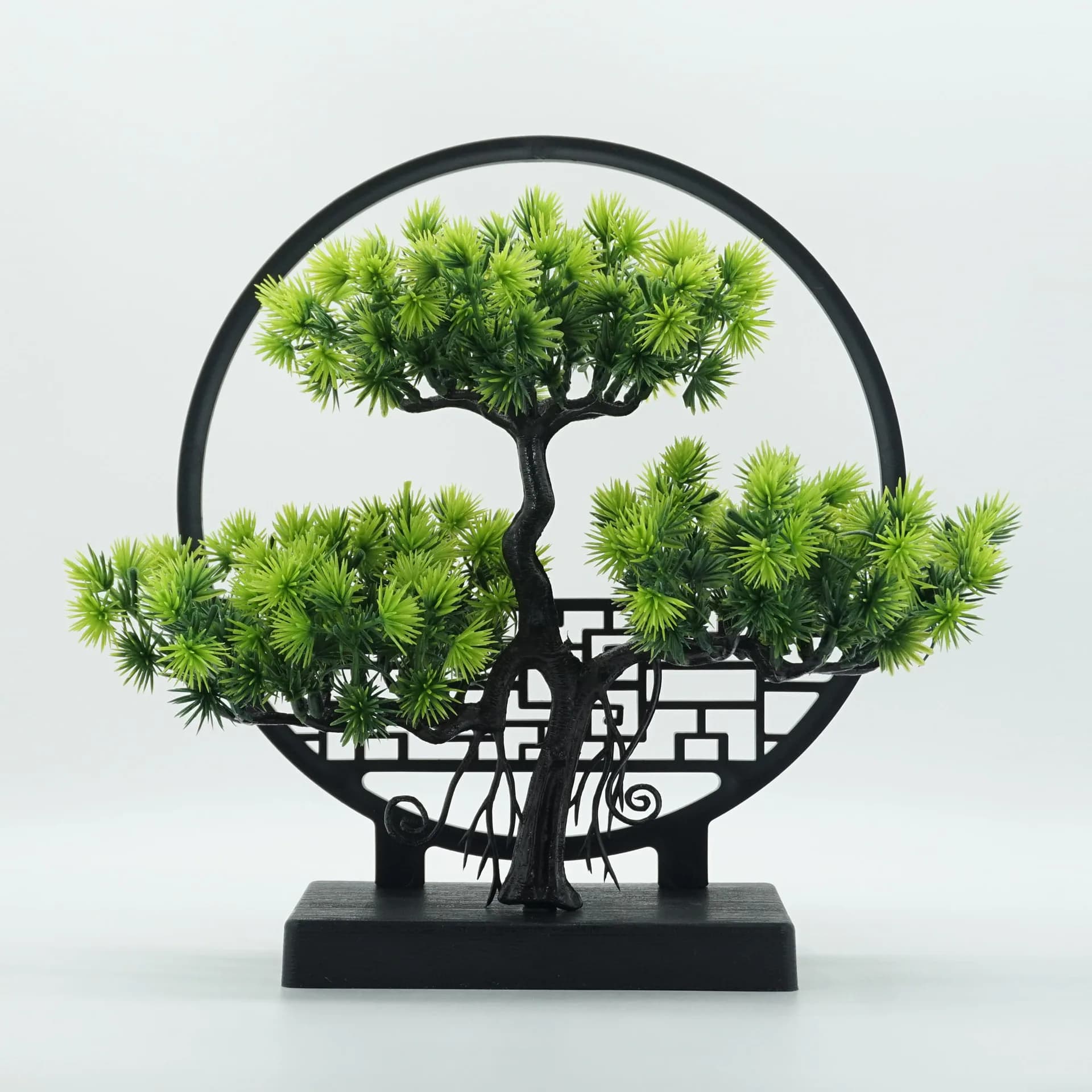 Pianta in vaso di pino di benvenuto Zen cinese, ornamento per schermo creativo Simulazione Decorazione d'ingresso del soggiorno con albero di pino finto