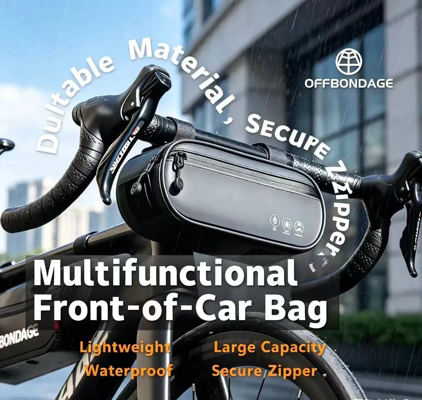 Borsa da Bicicletta OFFBONDAGE 1.9L, Borsa da Manubrio, Borsa Portatile per Telaio Anteriore, Borsa da Ciclismo Impermeabile per MTB e Bici da Strada