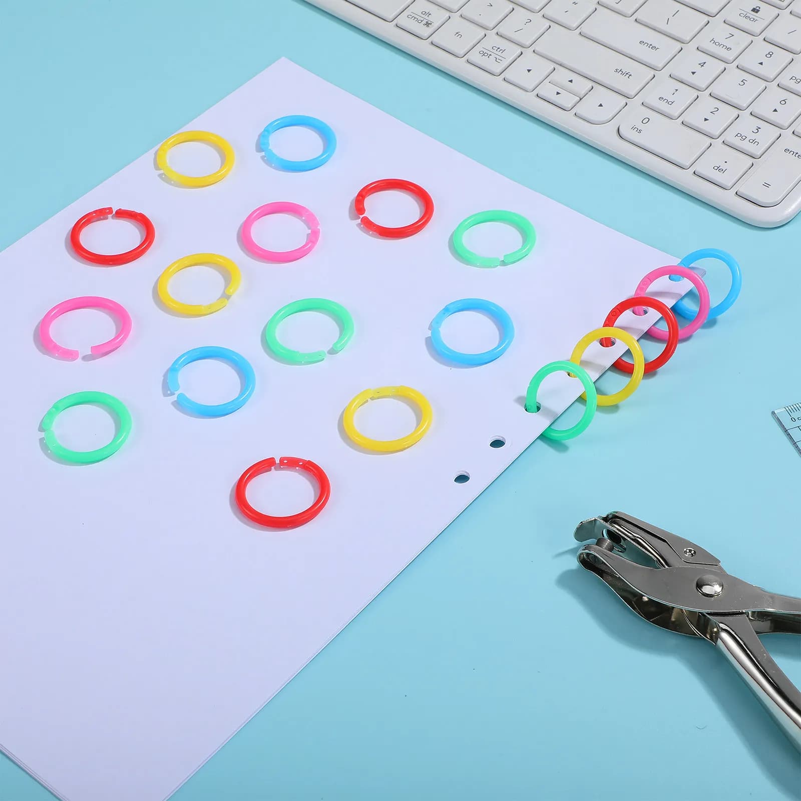 120 Pezzi Anelli Raccoglitori in Plastica Vibranti, Universali per Fogli Mobili, Flashcard, Quaderni, Agende, Raccoglitori, Uso Scolastico e Ufficio