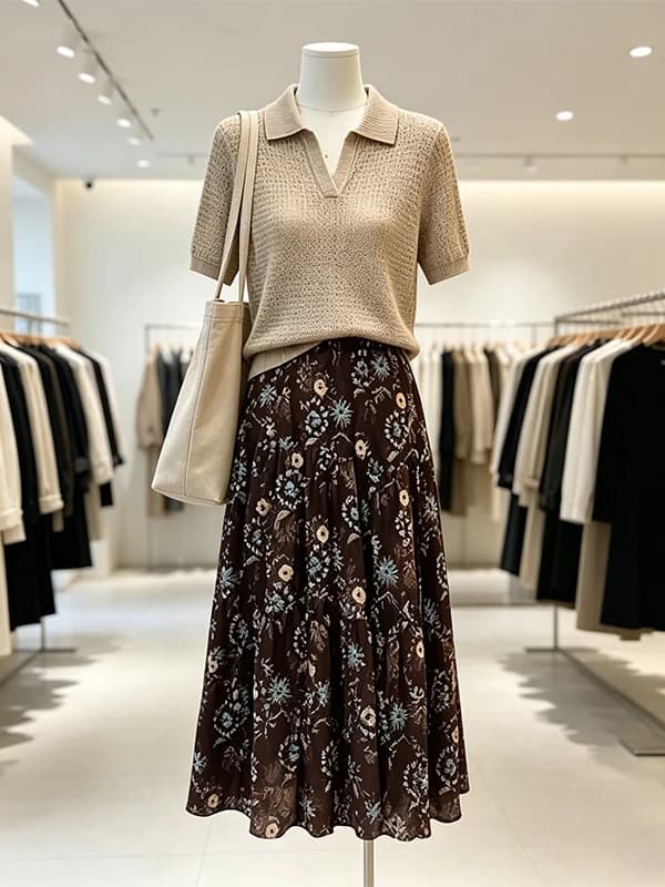 Large Size Women's Summer New Hollow out Knitted Top High Waist Skirt Two Piece Set Korean Style Loose Fit Casual Fashion