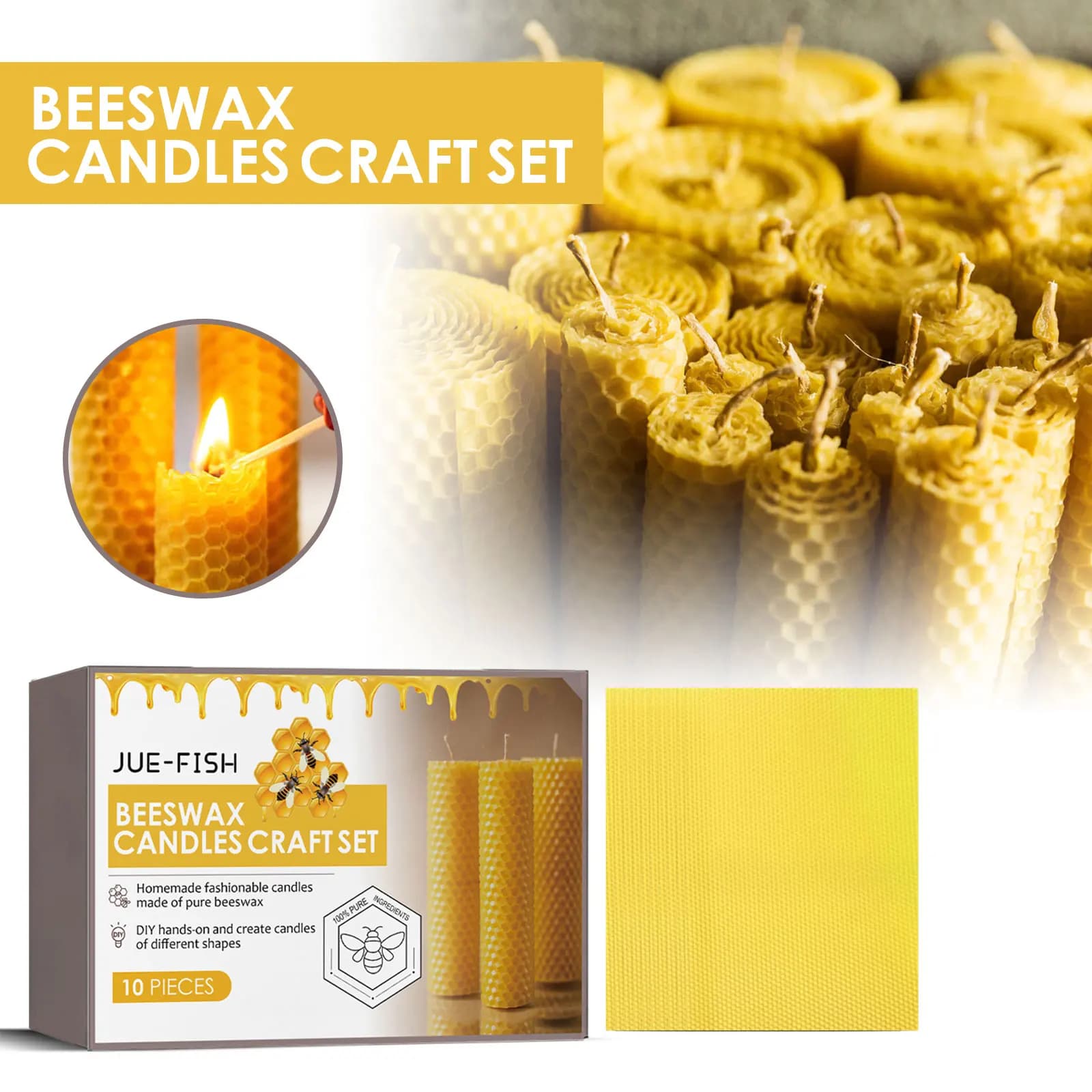 Fogli per realizzare candele a nido d'ape in cera d'api fai-da-te Kit artigianale in cera organica naturale Regalo creativo fatto a mano Decorazioni per la casa Forniture per feste di nozze