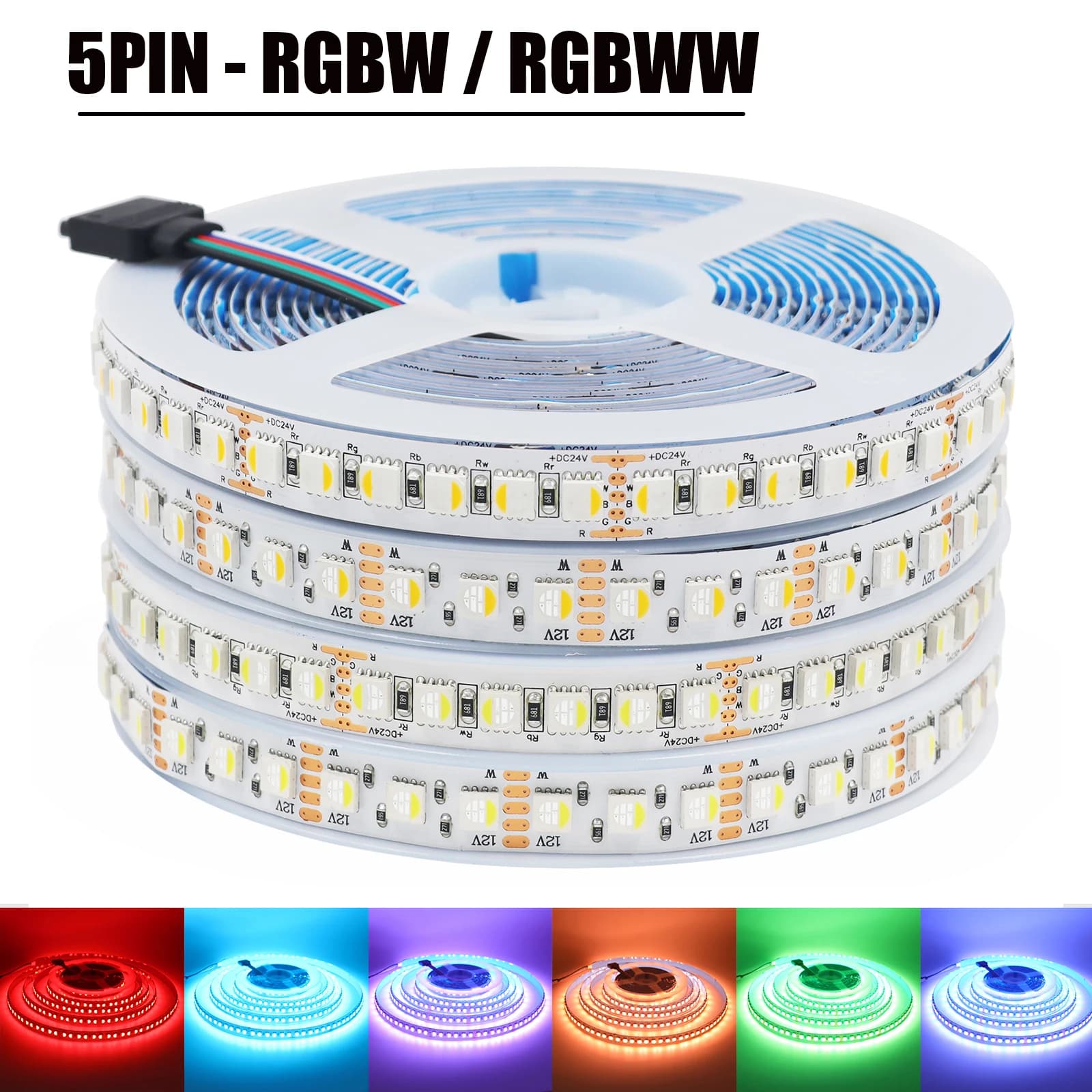 DC 12V 24V RGBW/RGBWW HA CONDOTTO LA Luce di Striscia 4-in-1 Chip SMD 5050 108 120LED/M Nastro di Corda Flessibile Per Soggiorno Camera Da Letto Complementi Arredo Casa